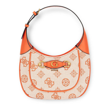 Torebka Guess Izzy beżowo pomarańczowa elegancka - GUESS