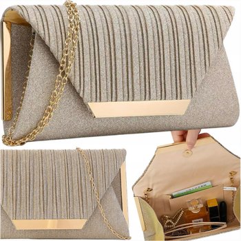 Torebka Kopertówka Wizytowa Brokatowa Złota Modna - WatchMe