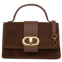 Torebka Kuferek Zamszowy Damski Vera Pelle Alda Brązowy