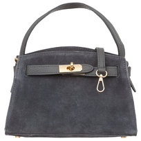 Torebka Kuferek Zamszowy Damski Vera Pelle Vita Grafitowy