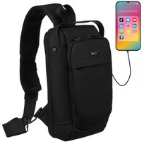 Torebka Męska Na Ramię Listonoszka Męska Crossbody Saszetka Z Kieszeniami Peterson, Czarny Peterson