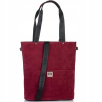 Torebka Monnari Torba Shopper Duża Praktyczna Zamszowa Premium Burgund MONNARI