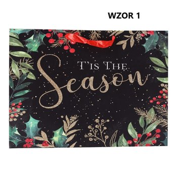 Torebka na prezent świąteczna "Happy Holidays" 42x12x31 cm Mix wzorów - Inna marka