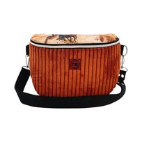 Torebka-Nerka Sztruksowa Brązowa z Motywem Koni – Konie w Galopie - Handmade Inna marka