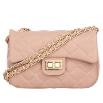 Torebka Pikowana Skórzana Vezze Festa Pudrowa