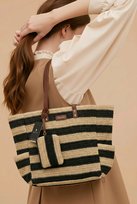 TOREBKA PLAŻOWA PLECIONA PUCCINI Z PORTFELEM CZARNO BEŻOWA DUŻA WYMIARY: 53 CM x 37 CM x 15CM PUCCINI