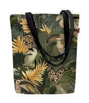 Torebka płócienna Sunny, nadruk Amazonia – shopperka damska, wodoodporna, zamek, mieści A4, udźwig do 10 kg, polska produkcja, ARCO Design Bertoni