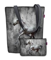 Torebka płócienna Sunny, nadruk Amor +kosmetyczka, – shopperka damska, wodoodporna, zamek, mieści A4, udźwig do 10 kg, polska produkcja, ARCO Design 