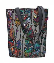 Torebka płócienna Sunny, nadruk Boho – shopperka damska, wodoodporna, zamek, mieści A4, udźwig do 10 kg, polska produkcja, ARCO Design