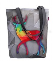 Torebka płócienna Sunny, nadruk Jeleń Max – shopperka damska, wodoodporna, zamek, mieści A4, udźwig do 10 kg, polska produkcja, ARCO Design