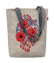 Torebka płócienna Sunny, nadruk Julia – shopperka damska, wodoodporna, zamek, mieści A4, udźwig do 10 kg, polska produkcja, ARCO Design