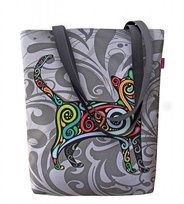 Torebka płócienna Sunny, nadruk Kot Find Me – shopperka damska, wodoodporna, zamek, mieści A4, udźwig do 10 kg, polska produkcja, ARCO Design Bertoni