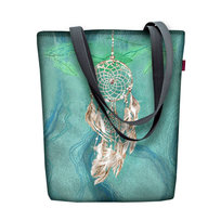 Torebka płócienna Sunny, nadruk Łapacz Snów – shopperka damska, wodoodporna, zamek, mieści A4, udźwig do 10 kg, polska produkcja, ARCO Design