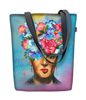 Torebka płócienna Sunny, nadruk Libera – shopperka damska, wodoodporna, zamek, mieści A4, udźwig do 10 kg, polska produkcja, ARCO Design 