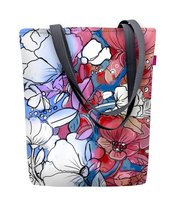 Torebka płócienna Sunny, nadruk Malwa – shopperka damska, wodoodporna, zamek, mieści A4, udźwig do 10 kg, polska produkcja, ARCO Design