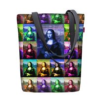 Torebka płócienna Sunny, nadruk Modern Lisa – shopperka damska, wodoodporna, zamek, mieści A4, udźwig do 10 kg, polska produkcja, ARCO Design Bertoni