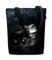 Torebka płócienna Sunny, nadruk Moonlight – shopperka damska, wodoodporna, zamek, mieści A4, udźwig do 10 kg, polska produkcja, ARCO Design 