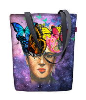 Torebka płócienna Sunny, nadruk Sapia – shopperka damska, wodoodporna, zamek, mieści A4, udźwig do 10 kg, polska produkcja, ARCO Design