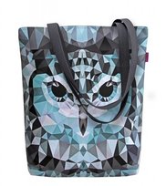 Torebka płócienna Sunny, nadruk Sowa Brygida – shopperka damska, wodoodporna, zamek, mieści A4, udźwig do 10 kg, polska produkcja, ARCO Design 
