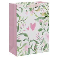 Torebka prezentowa, na ślub, 33x26x11cm, z motywem roślin i serca Sparklez