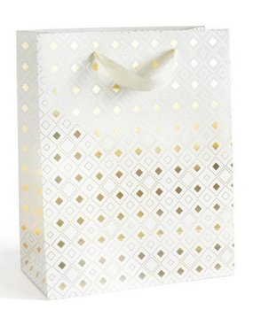 Torebka prezentowa papierowa biało-złota w romby B 35x10x12cm 1 szt. - Inna marka