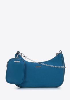 Torebka rogal z tkaniny z saszetką turkusowa - WITTCHEN