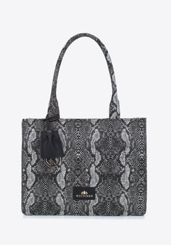 Torebka shopperka w zwierzęcy wzór szaro-czarna - WITTCHEN