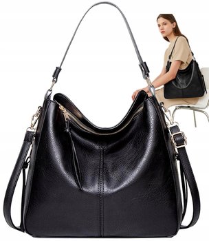 Torebka Skórzana Damska Czarna Miejska Pojemna A4 - Edibazzar