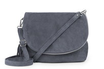 Torebka Skórzana Vera Pelle Bisaccia Zamsz Antracyt