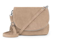 Torebka Skórzana Vera Pelle Bisaccia Zamsz Beżowa