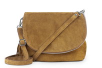 Torebka Skórzana Vera Pelle Bisaccia Zamsz Ruda