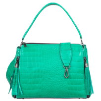 Torebka Skórzana VerMari Spazza Crocco Turkusowa