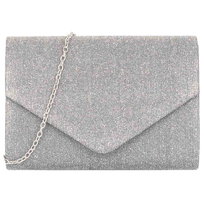 Torebka wieczorowa kopertówka błyszcząca brokatowa grafitowa