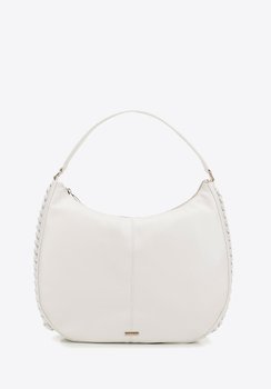 Torebka worek z ekoskóry obszyta łańcuszkiem kremowa - WITTCHEN