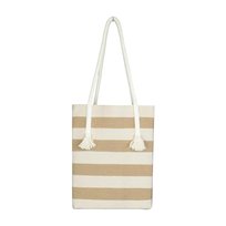 Torebka żakardowa na ramię, beżowa w paski