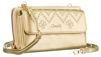 Torebko-portfel miejski na ramię damski portfel na karty i dokumenty z kieszenią na telefon Cavaldi, złoty - 4U CAVALDI
