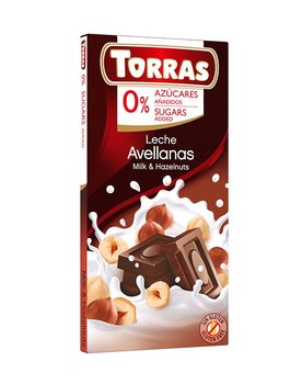 Torras, Czekolada mleczna z orzechami laskowymi bez cukru i glutenu, 75 g - Torras