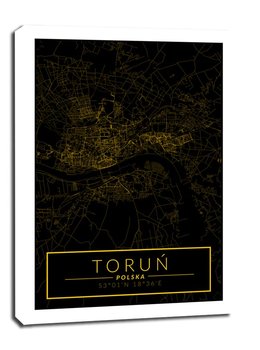 Toruń mapa złota - obraz na płótnie 61x91,5 cm - Galeria Plakatu