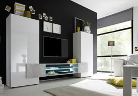 Totality High Glossy Furniture, meblościanka, biały, szary - Fato Luxmeble
