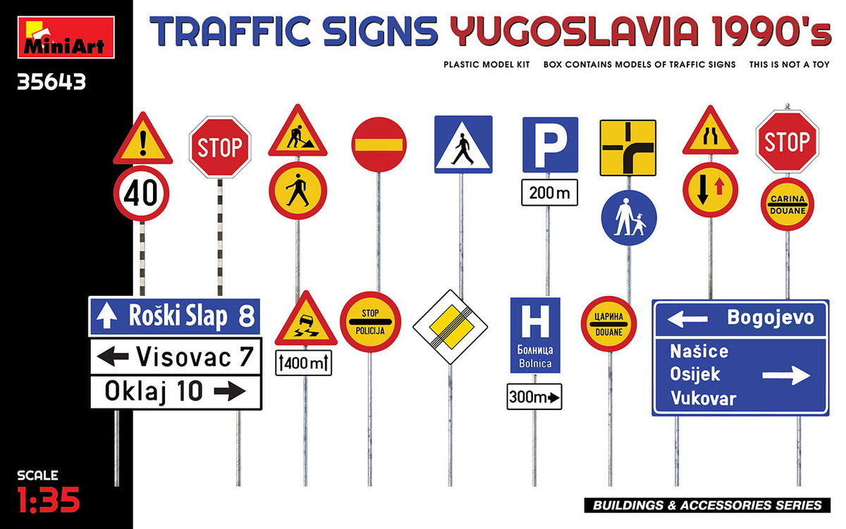 Фото - Збірна модель MiniArt Traffic Signs, Yugoslavia 1990s 1:35  35643 