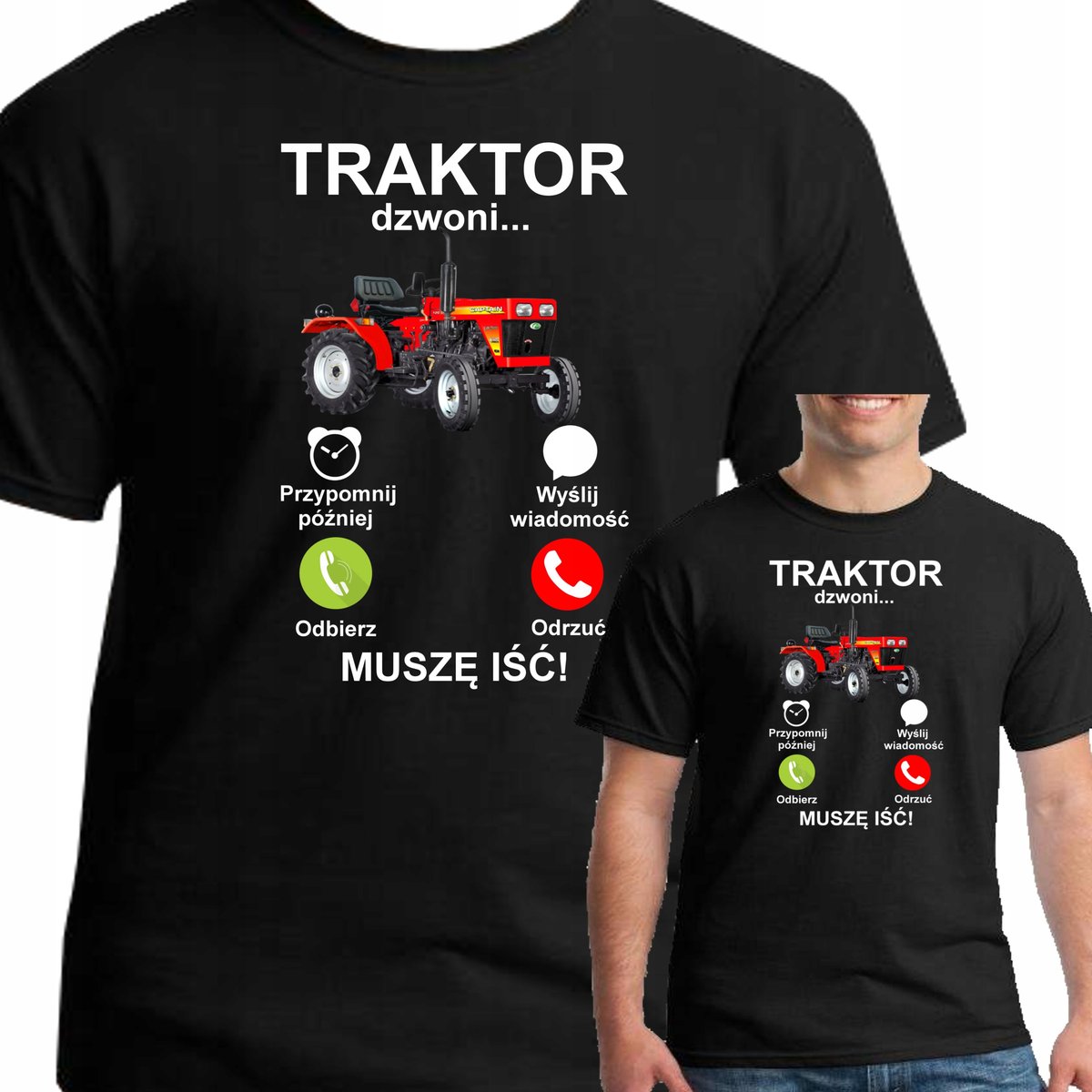 TRAKTOR DZWONI KOSZULKA ROLNIKA M 3104 CZARNA - JHK | Moda Sklep EMPIK.COM
