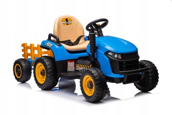 Traktor Na Akumulator z Przyczepą 2 Silniki 12V Skóra Koła EVA Niebieski - Bemi