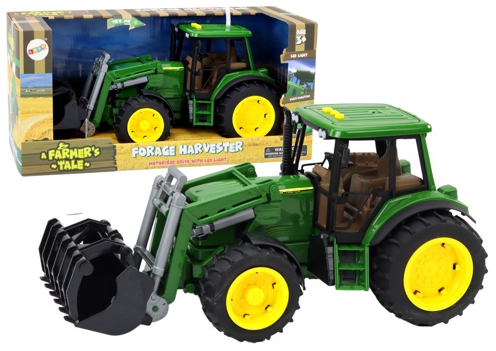 Фото - Машинка LEAN Toys Traktor Rolniczy Koparka Duży Zielony Światła Dźwięki 