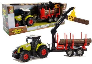 Traktor Z Przyczepą Leśną Z Drewnem I Ramieniem - Lean Toys