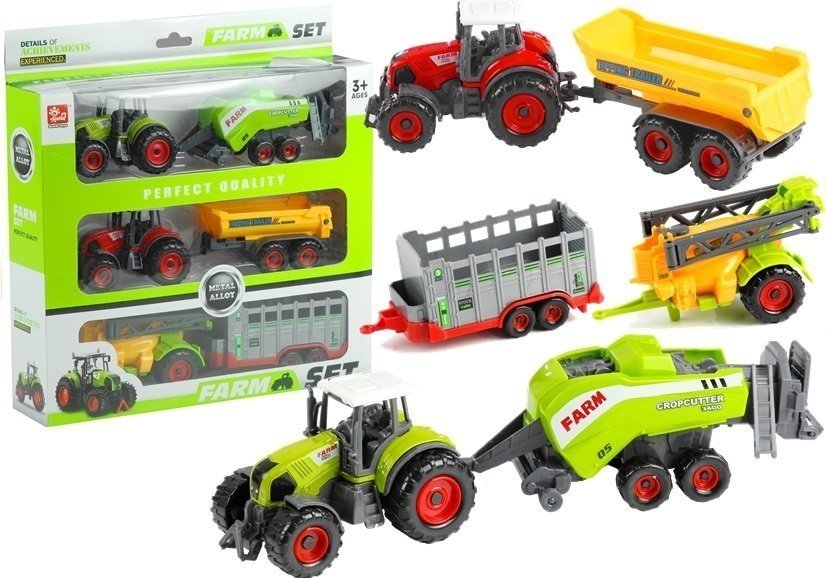 Фото - Машинка LEAN Toys Traktory z Przyczepami Zestaw Maszyny Rolnicze 6w1 Import LEANToys 