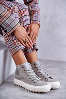 Trampki Damskie Big Star Wysokie Ocieplane Szare EE274114-39