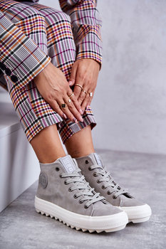 Trampki Damskie Big Star Wysokie Ocieplane Szare EE274114-39 - Big Star