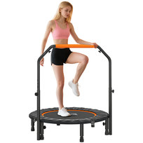 Trampolina fitness HOMCOM 102 cm, składana mini trampolina z uchwytem o czterech regulowanych wysokościach, trampolina fitness dla dorosłych, do 100 kg, kolor czarny + pomarańczowy Inna marka