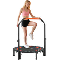 Trampolina fitness SPORTNOW 102 cm z monitorem LCD, składana mini trampolina dla dorosłych, trampolina fitness z 4-stopniową regulacją wysokości uchwytu, do 100 kg Inna marka