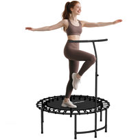 Trampolina fitness SPORTNOW Ø102 cm Mini trampolina z regulowaną wysokością uchwytu, ciche zawieszenie na elastycznej lince, udźwig 100 kg dla dorosłych, do skakania wewnątrz i na zewnątrz Sportnow